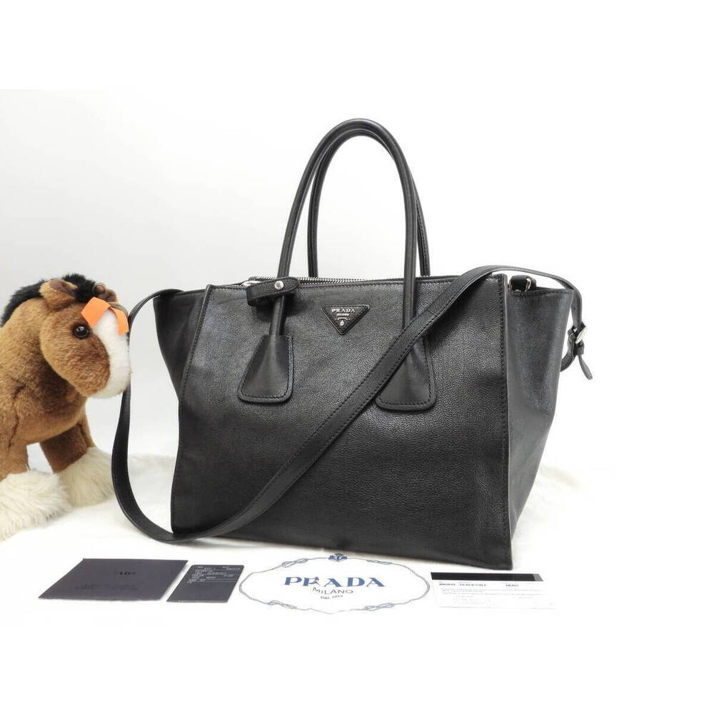 Prada handbag strap leather black tote bag shoulder R